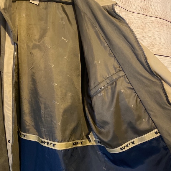 Rainforest RFT Mens Size Large Jacket Olive Green Full Zip Front and 9 Pockets - Picture 3 of 7
